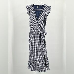 Jade Navy and White Checkered Midi Dress